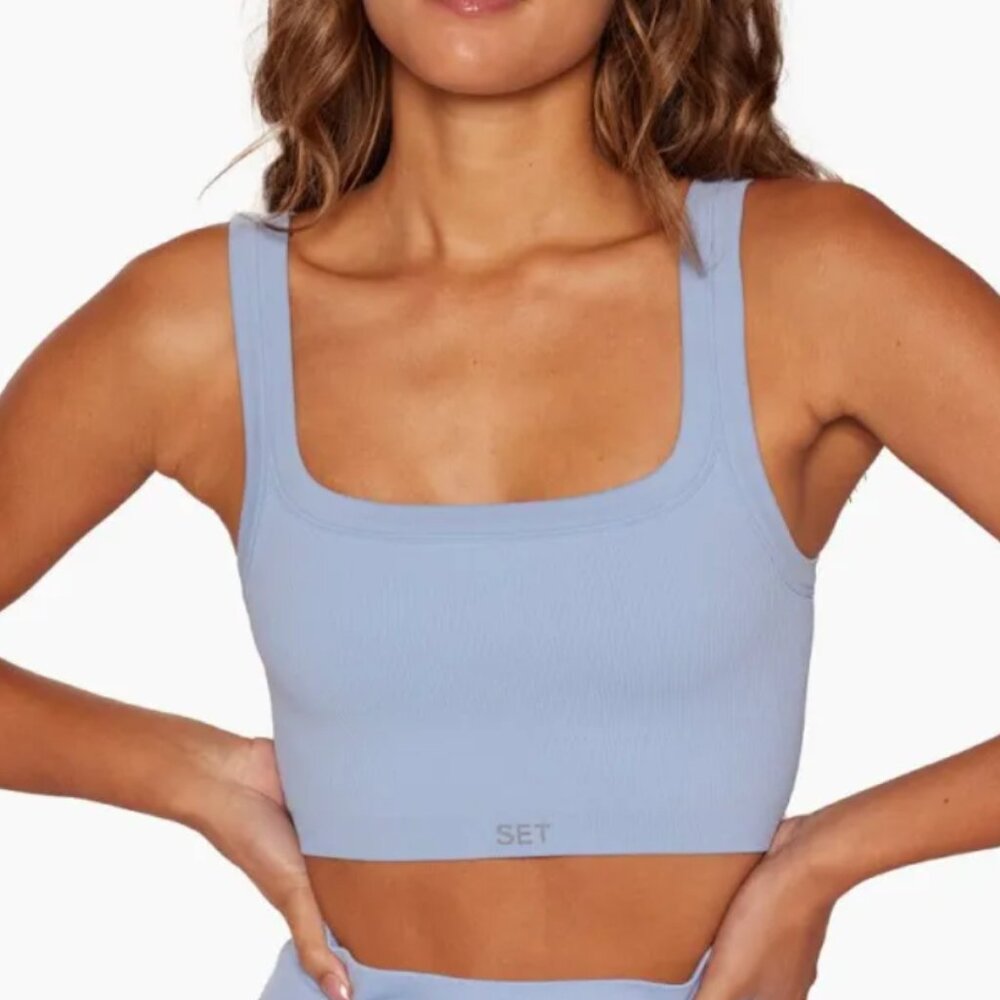 SET ACTIVE SCULPTFLEX BOX CUT BRA - RISE (Blue Lagoon)